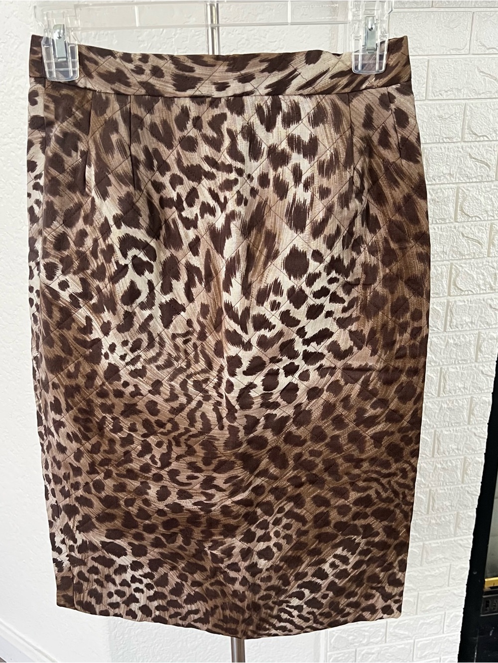 Brown Leopard Print Pencil Skirt